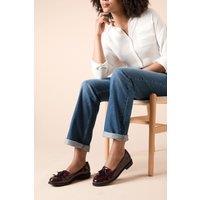 Dorothy Perkins Women's Wide Fit Leigh Fringe Loafers in Oxblood | Size: 3