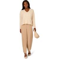 Adrianna Papell Women's V-Neck Pointelle Long Sleeve Sweater in White | Size: XL