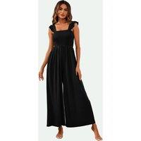 FS Collection Women's Frill Detail Strappy Jumpsuit in Black | Size: XL