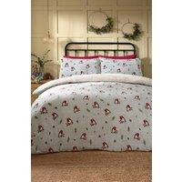 Dreams & Drapes 'Winter Robin' Plush Duvet Cover Set in Duck Egg Blue | Size: Super King