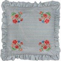 Wylder Martha Embroidered Ruffle Cushion in Blue | Size: 50 cm x 50 cm
