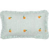 Furn Les Fruites Embroidered Ruffle Cushion in Blue | Size: 30 cm x 50 cm