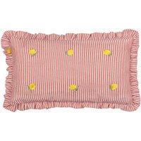 Furn Les Fruites Embroidered Ruffle Cushion in Red | Size: 30 cm x 50 cm