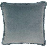 Paoletti Freya Fringed Soft Velvet Cushion in Royal | Size: 45 cm x 45 cm