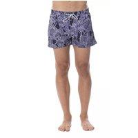 Floral Print Swim Trunks- Blue Swimwear