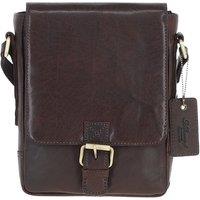 Ashwood Leather Men's Compact Leather Flap Over Bag in Dark Brown