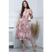 Jolie Moi Women's Amia Printed Mesh Dress in Pink | Size: 8