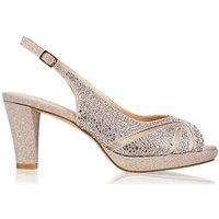 Paradox London Women's Glitter 'Linda' Low Platform Sling Back Sandal in Metallic Gold | Size: 8