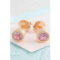 Otis Jaxon London Women's Amethyst February Birthstone Sterling Silver Stud Earrings in Rose Gold