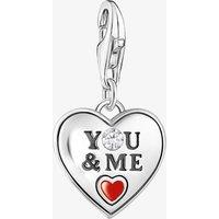 THOMAS SABO Women's As We Love Silver Cubic Zirconia You & Me Heart Dropper Charm 2206-691-7
