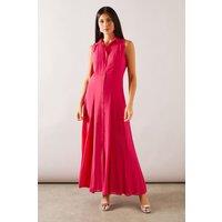 Wallis Women's Chiffon Sleeveless Maxi dress in Pink | Size: 16