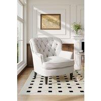 Living and Home Linen Upholstered Armchair with Wooden Legs in Beige