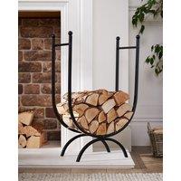 Dibor Contemporary Fireplace Freestanding Large Iron Black U Shape Fireside Firewood Log Holder, Log Storage Rack