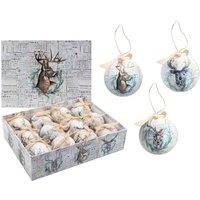 VFM e-Store Christmas Bauble Decoration Antique Stag Boxed 12 piece 7. Set in White