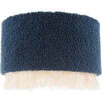 Happy Homewares Midnight Blue Wool Lamp Shade with Ivory White Hanging Fabric Tassels | Size: 12 inches