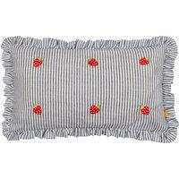 Furn Les Fruites Embroidered Ruffle Cushion in Navy | Size: 30 cm x 50 cm