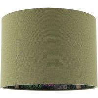 Happy Homewares Woodland Animals & Forest Drum Lamp Shade with Olive Green Linen | Size: 10 inches