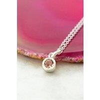 Otis Jaxon London Women's Pink Tourmaline October Birthstone Silver Necklace