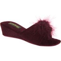 Sleepers Women's Anne Jewelled Rosette Boa Mule Slippers in Burgundy | Size: 3