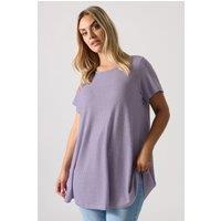Yours Women's Ribbed Soft Touch T-Shirt in Purple | Size: 20
