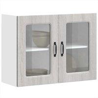 Berkfield Home Kitchen Wall Cabinet with Glass Door Kalmar Grey Sonoma Engineered Wood
