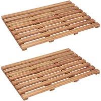 Berkfield Home Bath Mats 2 pcs Solid Acacia Wood 56x37 cm in Beige
