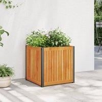 Berkfield Home Garden Planter 45x45x44 cm Solid Wood Acacia & Steel in Brown | Size: 45 x 45 x 44 cm