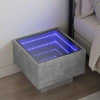 Bedside Table with Infinity LED Concrete Grey 40x40x30 cm