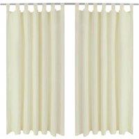 Berkfield Home 2 pcs Cream Micro-Satin Curtains with Loops 140 x 245 cm