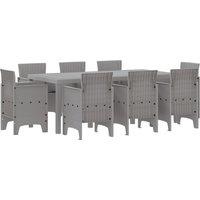 Berkfield Home 9 Piece Garden Dining Set with Cushions Light Grey Poly Rattan