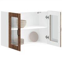 Berkfield Home Kitchen Wall Cabinet with Glass Door Lucca Old Wood Engineered Wood in Brown