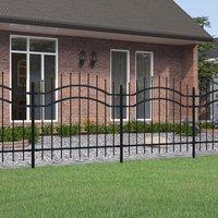 Berkfield Home Garden Fence with Spear Top Black 140 cm Powder-coated Steel