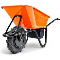 Superhandy Cordless Electric Wheelbarrow Utility Cart, Garden Trolley in Orange
