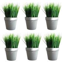 Leaf Pack of 6 x 22cm Artificial Grass Plant in Green | Size: 6 x 22 cm