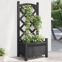 Berkfield Home Planter with Trellis Black Solid Wood Fir