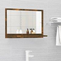 Berkfield Home Bathroom Mirror Smoked Oak 60x10.5x37 cm Engineered Wood in Brown