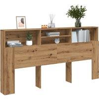 Berkfield Home Headboard Cabinet Artisian Oak 200x19x103.5 cm Engineered Wood in Brown