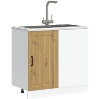 Berkfield Home Sink Base Cabinet Lucca Artisan Oak Engineered Wood in Brown