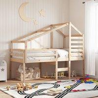 Berkfield Home High Sleeper Bed without Mattress 75x190 cm Small Single Solid Wood Pine in Brown