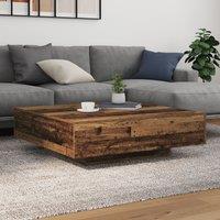 Berkfield Home Coffee Table with LED Lights Old Wood 100x100x31 cm in Brown | Size: 100 x 100 x 31 cm