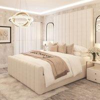 Bed Choices Kensington Upholstered Boucle Bed Frame with 70 Headboard in Cream | Size: Super King