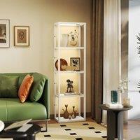 HOMCOM LED Floor Lamp with Glass Shelves, Dimmable Room Lamp, Bleached Oak in Light Oak