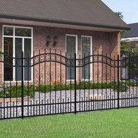 Berkfield Home Garden Fence with Spear Top Black 165 cm Powder-coated Steel