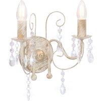 Berkfield Home Wall Lamp with Beads Antique White 2 x E14 Bulbs