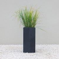 Primrose Ribbed Swirl Design Tall Square Outdoor Planter in Black 59cm