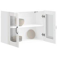 Berkfield Home Kitchen Wall Cabinet with Glass Door Lucca High Gloss White Engineered Wood