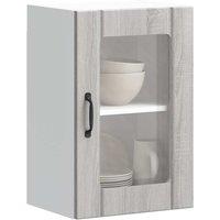 Berkfield Home Kitchen Wall Cabinet with Glass Door Lucca Grey Sonoma