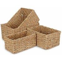 Red Hamper Set of 4 Thatch Grass Woven Storage Basket in Green