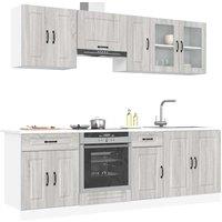 Berkfield Home 8 Piece Kitchen Cabinet Set Kalmar Grey Sonoma Engineered Wood