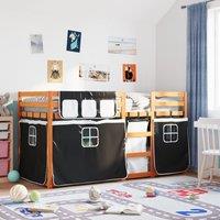 Berkfield Home Bunk Bed without Mattress White&Black 80x200 cm Solid Wood Pine in Black